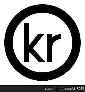 Krone of Denmark Danish krone icon black color vector in circle round illustration flat style simple image. Krone of Denmark Danish krone icon black color vector in circle round illustration flat style image