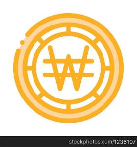 Krw Won Currency Icon Vector. Outline Krw Won Currency Sign. Isolated Contour Symbol Illustration. Krw Won Currency Icon Vector Outline Illustration