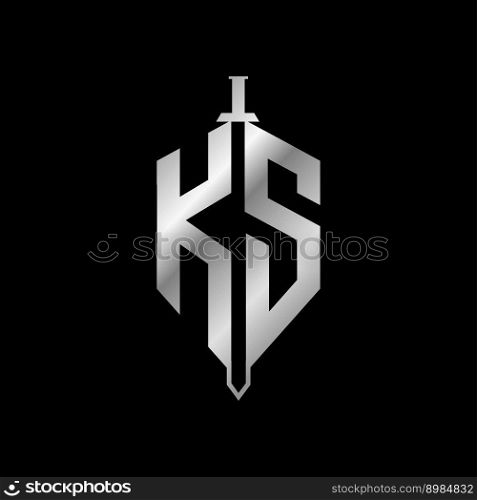KS monogram with shield logo vector design illustration