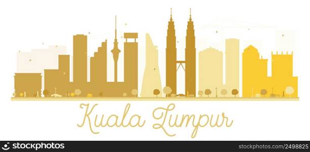Kuala Lumpur City skyline golden silhouette. Vector illustration. Simple flat concept for tourism presentation, banner, placard or web site. Business travel concept. Cityscape with landmarks