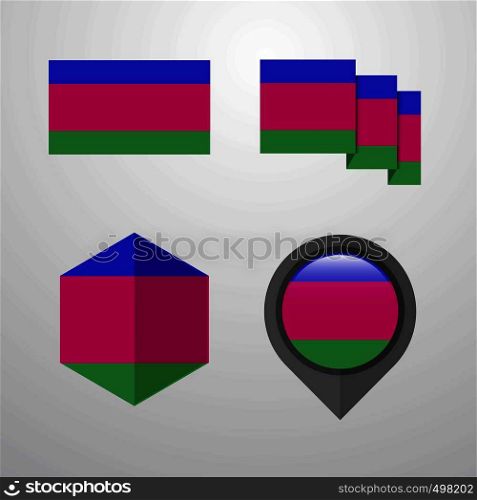 Kuban Peoples Republic flag design set vector