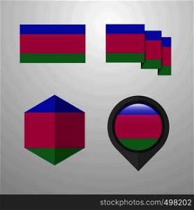 Kuban Peoples Republic flag design set vector