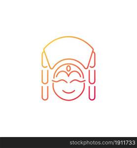 Kumari gradient linear vector icon. Living Hindu goddess worshipped by Buddhists. Girl in traditional clothes. Thin line color symbol. Modern style pictogram. Vector isolated outline drawing. Kumari gradient linear vector icon