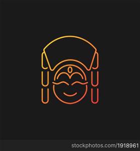 Kumari gradient vector icon for dark theme. Living Hindu goddess worshipped by Buddhists. Girl in traditional clothes. Thin line color symbol. Modern style pictogram. Vector isolated outline drawing. Kumari gradient vector icon for dark theme