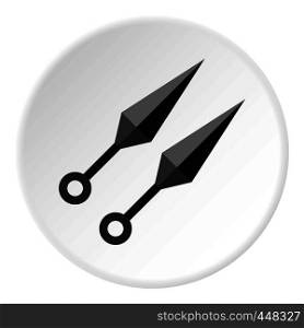 Kunai, ninja weapon icon in flat circle isolated vector illustration for web. Kunai, ninja weapon icon circle