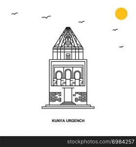 KUNYA URGENCH Monument. World Travel Natural illustration Background in Line Style