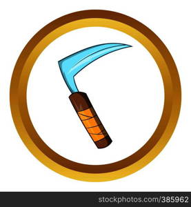 Kusarigama ninja weapon vector icon in golden circle, cartoon style isolated on white background. Kusarigama ninja weapon vector icon, cartoon style