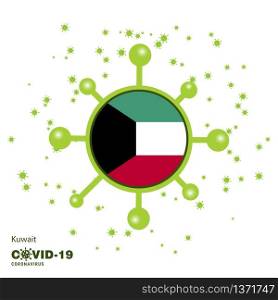 Kuwait Coronavius Flag Awareness Background. Stay home, Stay Healthy. Take care of your own health. Pray for Country