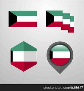 Kuwait flag design set vector