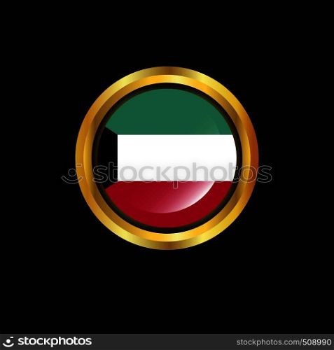 Kuwait flag Golden button
