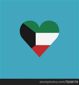 Kuwait flag icon in a heart shape in flat design. Independence day or National day holiday concept.