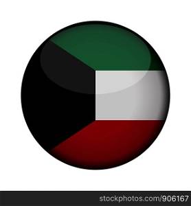 kuwait Flag in glossy round button of icon. kuwait emblem isolated on white background. National concept sign. Independence Day. Vector illustration.