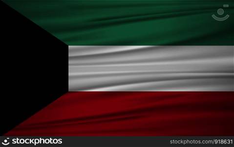 Kuwait flag vector. Vector flag of Kuwait blowig in the wind. EPS 10.