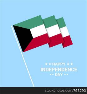 Kuwait Independence day typographic design with flag vector