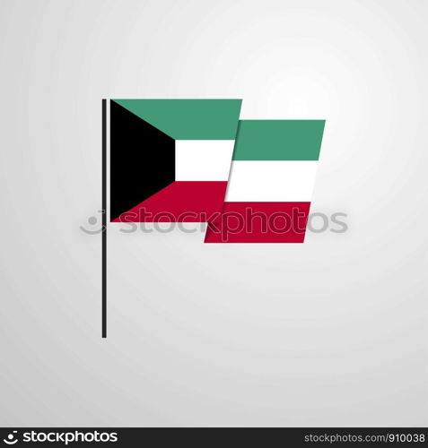 Kuwait waving Flag design vector