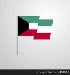 Kuwait waving Flag design vector