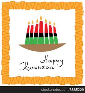Kwanzaa Happy Celebration. African and African-American culture holiday. Seven days festival, celebrate annual from December 26 to January 1. Black history. Poster, card, banner and background. Vector illustration. Kwanzaa Happy Celebration. African and African-American culture holiday. Seven days festival, celebrate annual from December 26 to January 1. Black history. Poster, card, banner and background. Vector