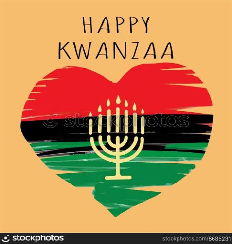 Kwanzaa Happy Celebration. African and African-American culture holiday. Seven days festival, celebrate annual from December 26 to January 1. Black history. Poster, card, banner and background. Vector illustration. Kwanzaa Happy Celebration. African and African-American culture holiday. Seven days festival, celebrate annual from December 26 to January 1. Black history. Poster, card, banner and background. Vector