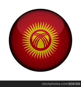 kyrgyzstan Flag in glossy round button of icon. kyrgyzstan emblem isolated on white background. National concept sign. Independence Day. Vector illustration.