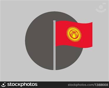 Kyrgyzstan National flag. original color and proportion. Simply vector illustration background, from all world countries flag set for design, education, icon, icon, isolated object and symbol for data visualisation