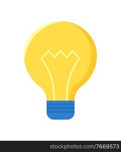 L&bulb isolated on white. Electric lightbulb vector icon. Fluorescent energy saving object, symbol of new idea, lighting equipment in yellow and blue. L&Bulb Isolated on White. Electric Lightbulb