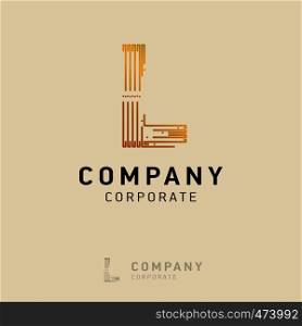 L company logo design with visiting card vector