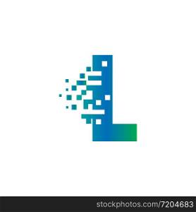 L Initial Letter Logo Design with Digital Pixels in Gradient Colors