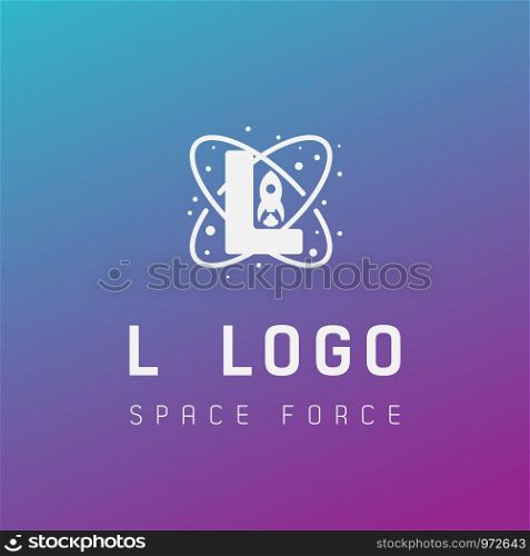 l initial space force logo design galaxy rocket vector in gradient background - vector. l initial space force logo design galaxy rocket vector in gradient background