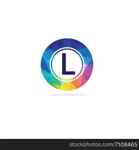 L Letter colorful logo in the hexagonal. Polygonal letter L