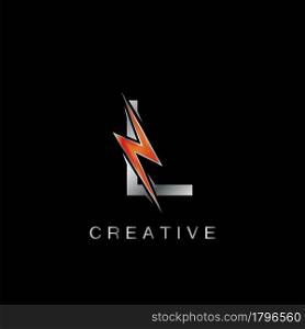 L Letter Logo, Abstract Techno Thunder Bolt Vector Template Design.