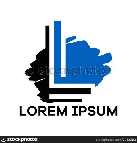 L letter logo design, Letter L in rough stroke shape vector illustration