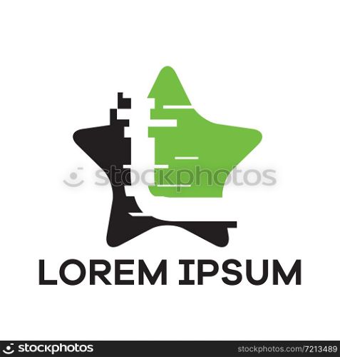 L letter logo design, Letter L in Star shape vector illustration