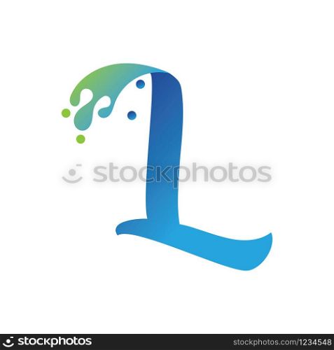 L letter logo design with water splash ripple template