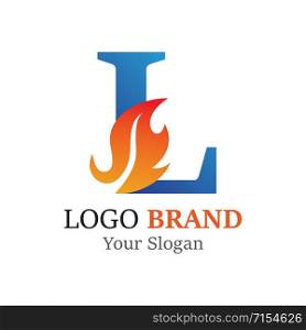 L Letter logo fire creative concept template design