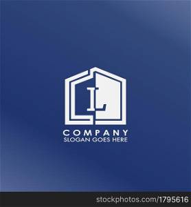 L letter logo, initial half negative space letter design for business, building and property style.