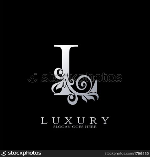 L Letter Logo Monogram Luxury Initial Logo vector template design silver.