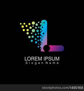 L Letter Logo with dots gradient design. company Alphabet vector template