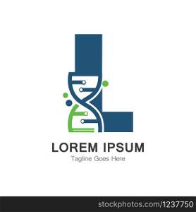 L letter with DNA logo creative design template