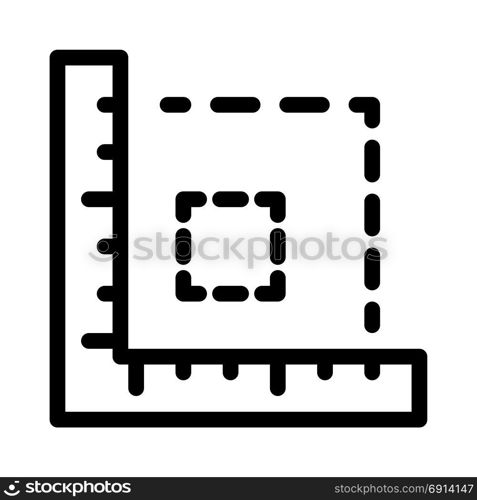 L-square ruler measurement, icon on isolated background