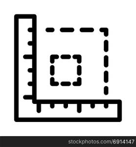 L-square ruler measurement, icon on isolated background