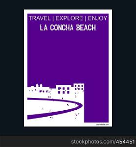 La Concha Beach, Spain monument landmark brochure Flat style and typography vector