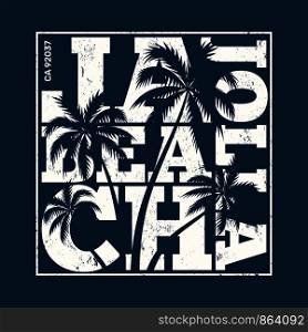 La Jolla tee print with palm trees. T-shirt design, graphics, stamp, label, typography.. La Jolla tee print with palm trees. T-shirt design, graphics, st