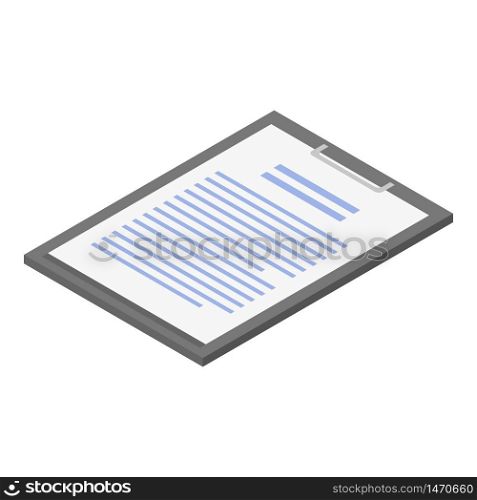 Lab clipboard icon. Isometric of lab clipboard vector icon for web design isolated on white background. Lab clipboard icon, isometric style