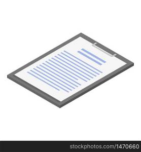 Lab clipboard icon. Isometric of lab clipboard vector icon for web design isolated on white background. Lab clipboard icon, isometric style