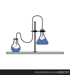 Lab experiment with flasks semi flat color vector object. Science laboratory. Full sized item on white. Scientific experiment. Simple cartoon style illustration for web graphic design and animation. Lab experiment with flasks semi flat color vector object