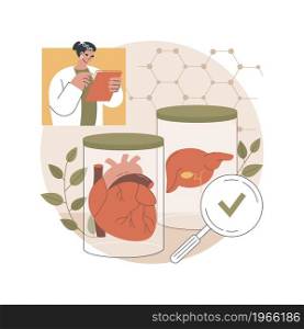 Lab-grown organs abstract concept vector illustration. Laboratory-grown stem cells, bioartificial organs, artificial human body parts, growing transplant in lab, bio-engineering abstract metaphor.. Lab-grown organs abstract concept vector illustration.