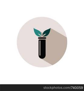 Lab plant color icon with shadow on a beige circle. Pharmacy vector illustration