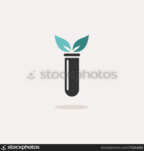 Lab plant. Icon with shadow on a beige background. Pharmacy flat vector illustration