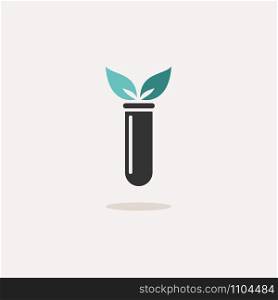 Lab plant. Icon with shadow on a beige background. Pharmacy flat vector illustration