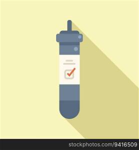 Lab test tube icon flat vector. S&le result. Digital data. Lab test tube icon flat vector. S&le result